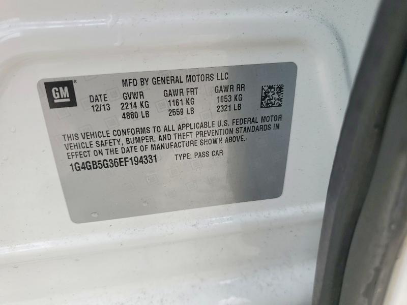 2014 Buick Lacrosse მანქანა იყიდება აუქციონზე, vin: 1G4GB5G36EF194331, აუქციონის ნომერი: 77893615