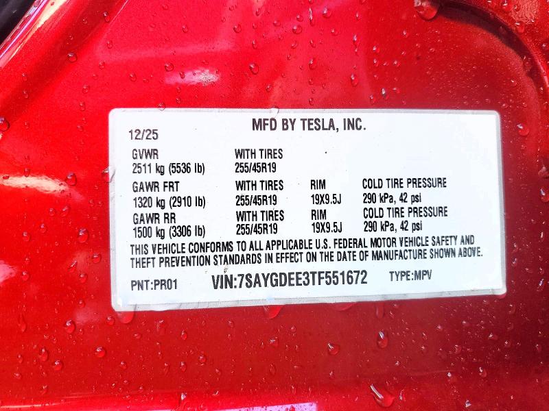 Aukcja sprzedaży 2026 Tesla Model Y, vin: 7SAYGDEE3TF551672, numer aukcji: 76188095