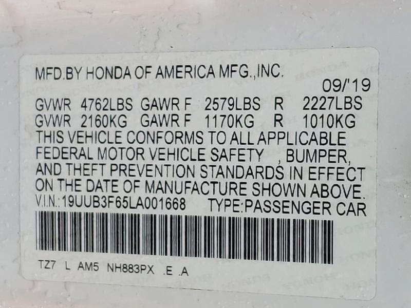 76288135 :رقم المزاد ، 19UUB3F65LA001668 vin ، 2020 Acura Tlx مزاد بيع