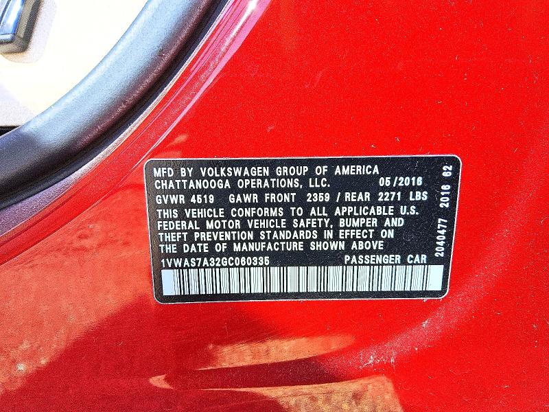 Aukcja sprzedaży 2016 Volkswagen Passat, vin: 1VWAS7A32GC060335, numer aukcji: 76564575