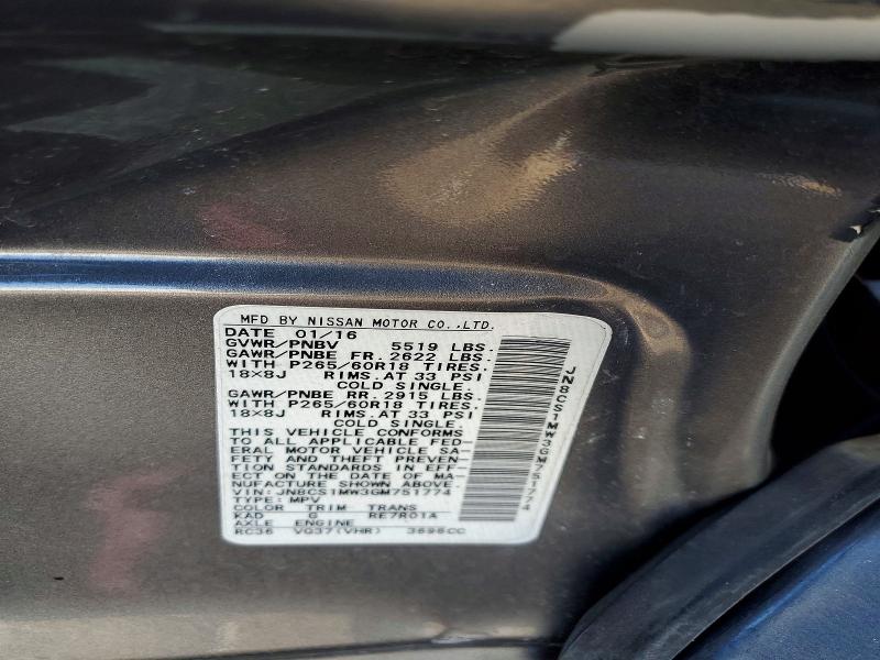 Aukcja sprzedaży 2016 Infiniti Qx70, vin: JN8CS1MW3GM751774, numer aukcji: 79055425