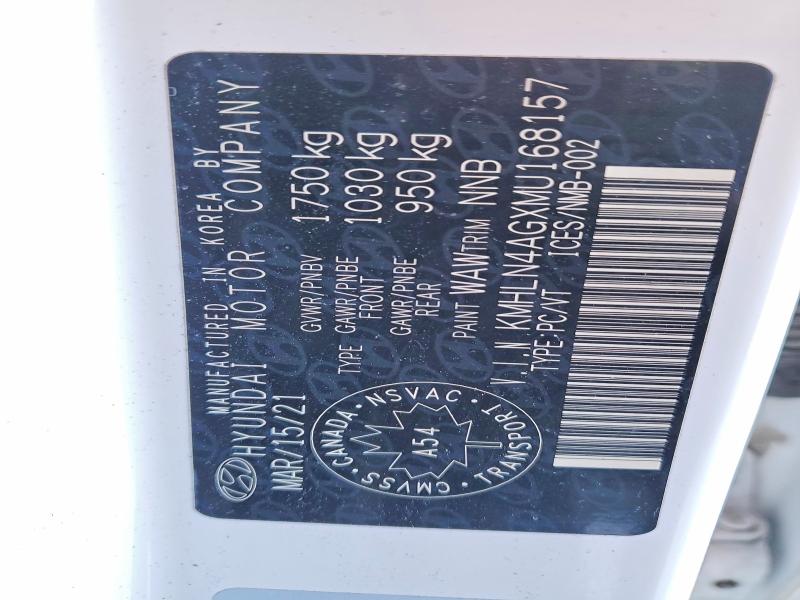 76441915 :رقم المزاد ، KMHLN4AGXMU168157 vin ، 2021 Hyundai Elantra مزاد بيع