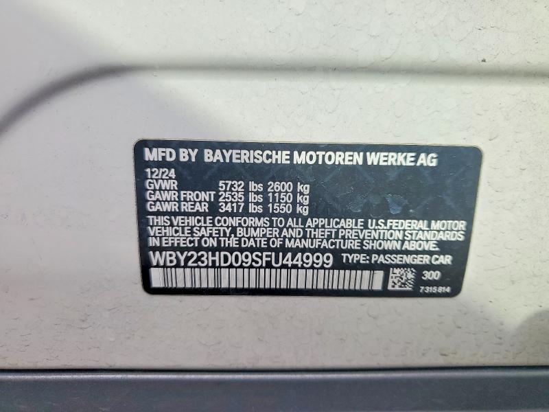 Продажа на аукционе авто 2025 Bmw I4, vin: WBY23HD09SFU44999, номер лота: 77000825