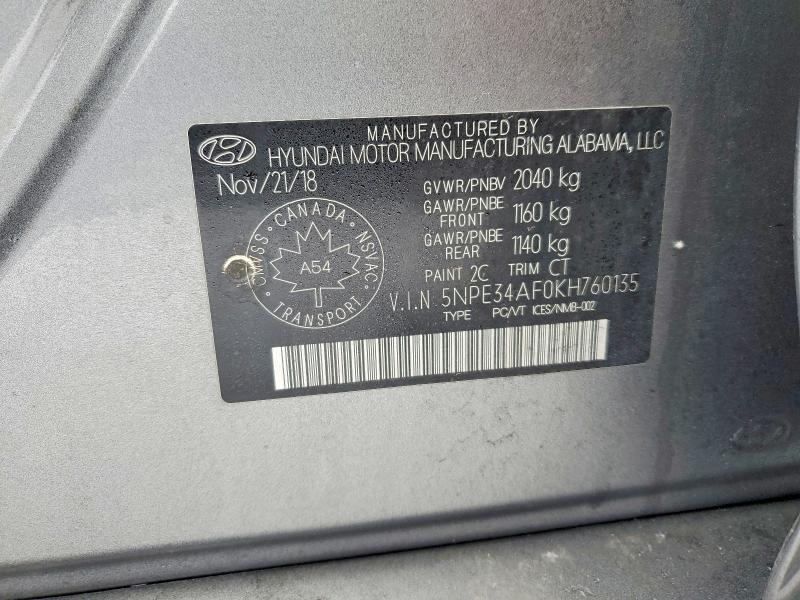 Продажа на аукционе авто 2019 Hyundai Sonata, vin: 5NPE34AF0KH760135, номер лота: 78715085