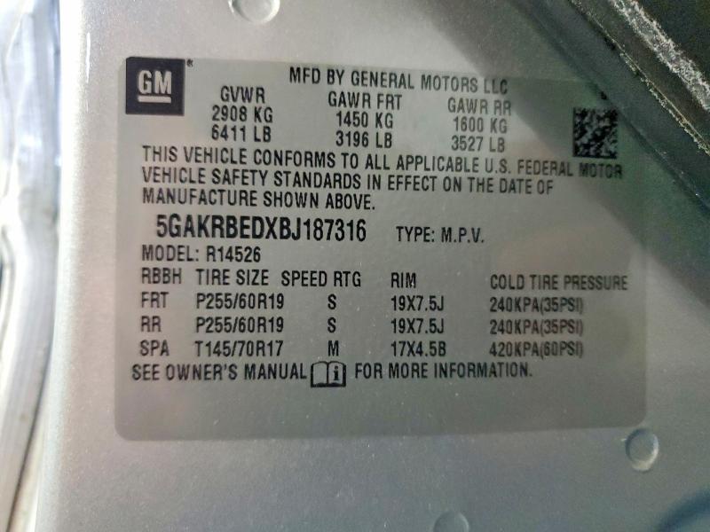 77036795 :رقم المزاد ، 5GAKRBEDXB1187316 vin ، 2011 Buick Enclave مزاد بيع