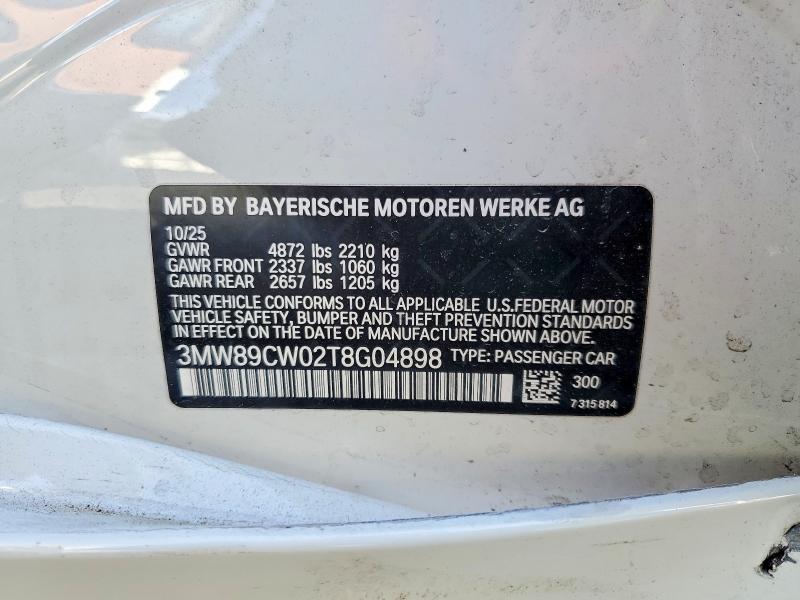 Aukcja sprzedaży 2026 Bmw 330xi, vin: 3MW89CW02T8G04898, numer aukcji: 77004055