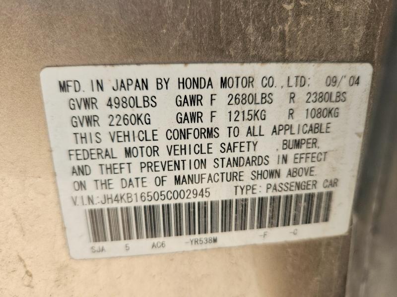 Продаж на аукціоні авто 2005 Acura Rl, vin: JH4KB16505C002945, номер лоту: 75855595