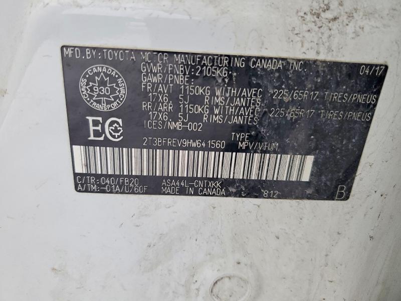77113555 :رقم المزاد ، 2T3BFREV9HW641560 vin ، 2017 Toyota Rav4 مزاد بيع