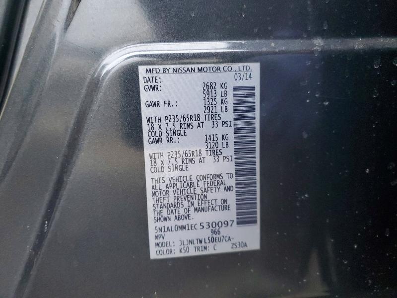 Aukcja sprzedaży 2014 Infiniti Qx60, vin: 5N1AL0MM1EC530097, numer aukcji: 78100915