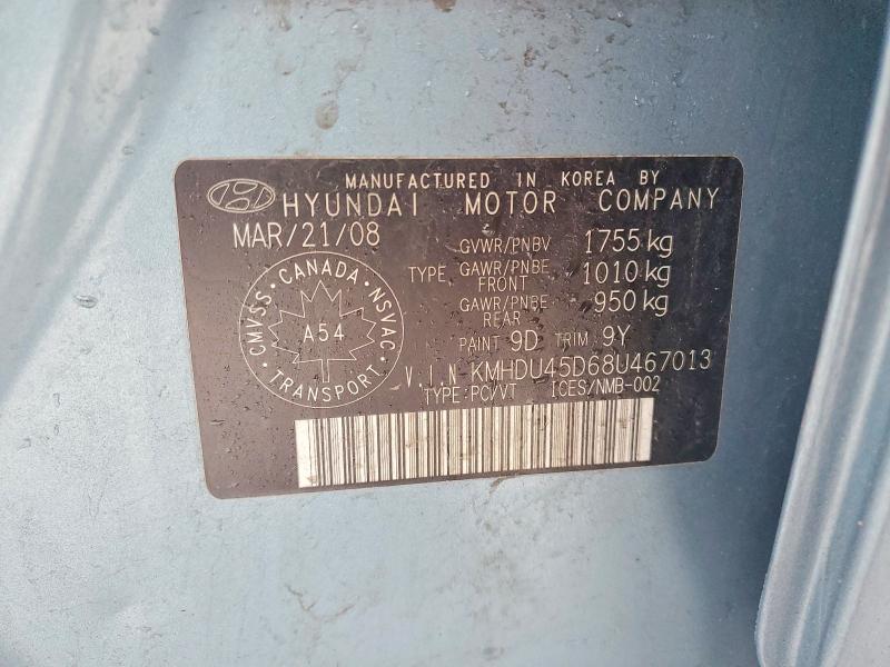 Aukcja sprzedaży 2008 Hyundai Elantra, vin: KMHDU45D68U467013, numer aukcji: 77713935