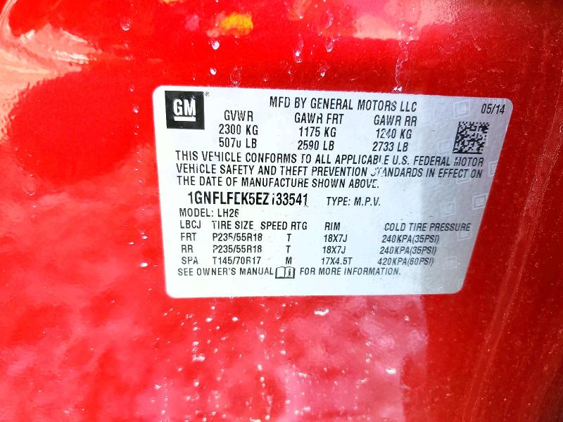Aukcja sprzedaży 2014 Chevrolet Equinox, vin: 1GNFLFEK5EZ133541, numer aukcji: 74767365