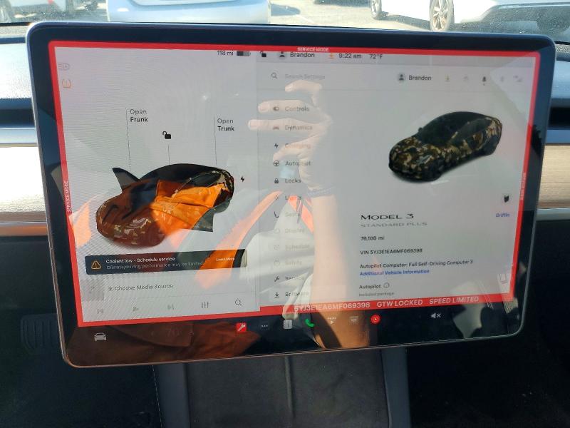 2021 Tesla Model 3 მანქანა იყიდება აუქციონზე, vin: 5YJ3E1EA6MF069398, აუქციონის ნომერი: 77795025