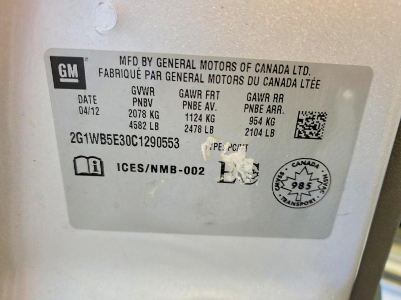 78054715 :رقم المزاد ، 2G1WB5E30C1290553 vin ، 2012 Chevrolet Impala مزاد بيع
