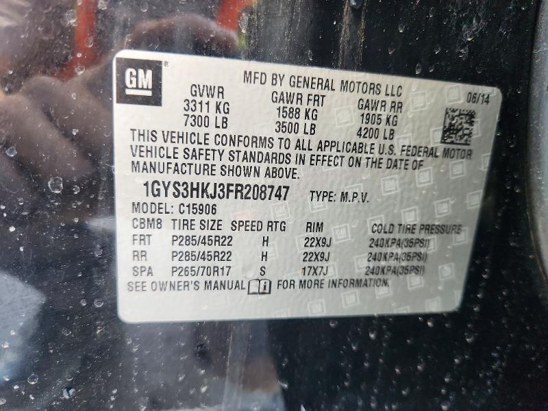 Продаж на аукціоні авто 2015 Cadillac Escalade, vin: 1GYS3HKJ3FR208747, номер лоту: 76847615