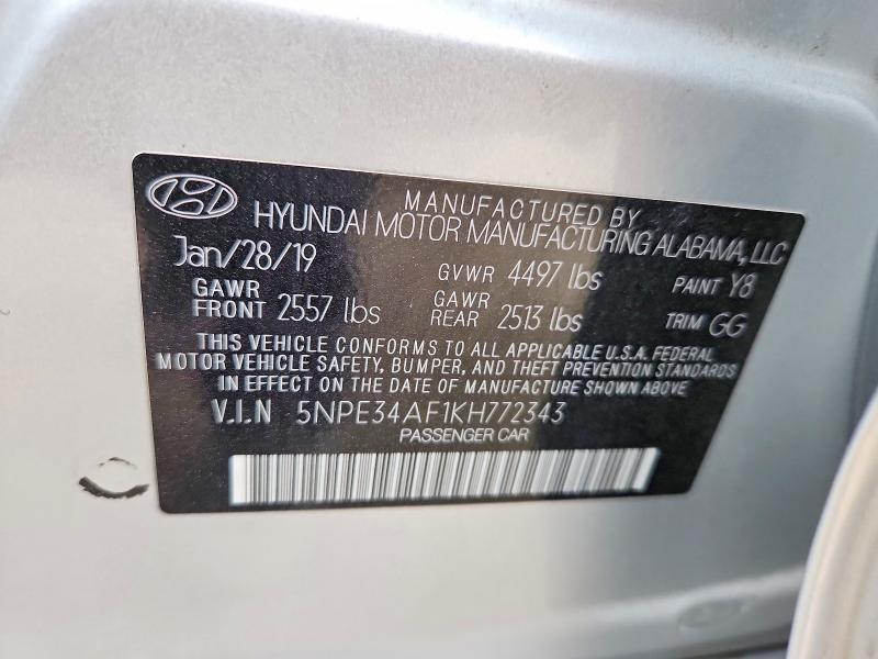Aukcja sprzedaży 2019 Hyundai Sonata, vin: 5NPE34AF1KH772343, numer aukcji: 77486955