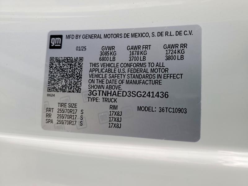 Продаж на аукціоні авто 2025 Gmc Sierra, vin: 3GTNHAED3SG241436, номер лоту: 78062235