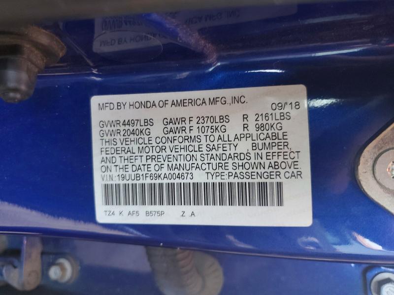 2019 Acura Tlx მანქანა იყიდება აუქციონზე, vin: 19UUB1F69KA004673, აუქციონის ნომერი: 75880825