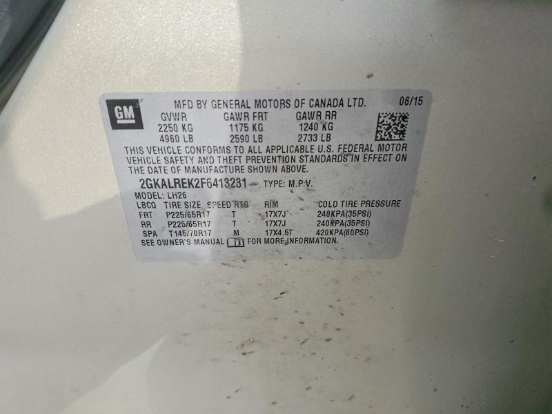 2015 Gmc Terrain მანქანა იყიდება აუქციონზე, vin: 2GKALREK2F6413231, აუქციონის ნომერი: 77738205