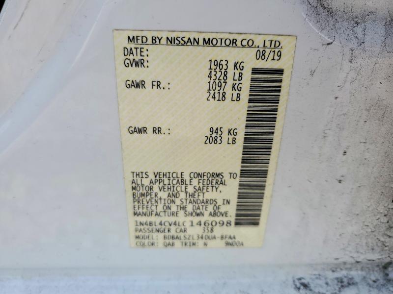 Aukcja sprzedaży 2020 Nissan Altima, vin: 1N4BL4CV4LC146098, numer aukcji: 78165045