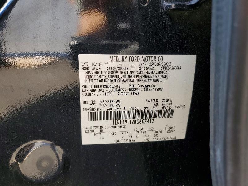 77123865 :رقم المزاد ، 1LNHL9FT2BG607412 vin ، 2011 Lincoln Mks مزاد بيع