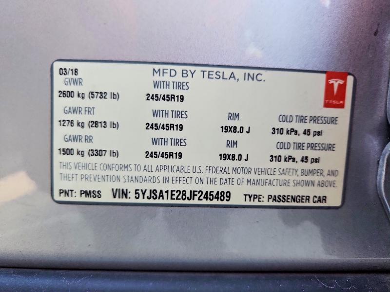 Продажа на аукционе авто 2018 Tesla Model S, vin: 5YJSA1E28JF245489, номер лота: 79084285