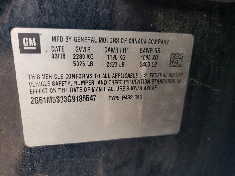 77160185 :رقم المزاد ، 2G61M5S33G9185547 vin ، 2016 Cadillac Xts مزاد بيع