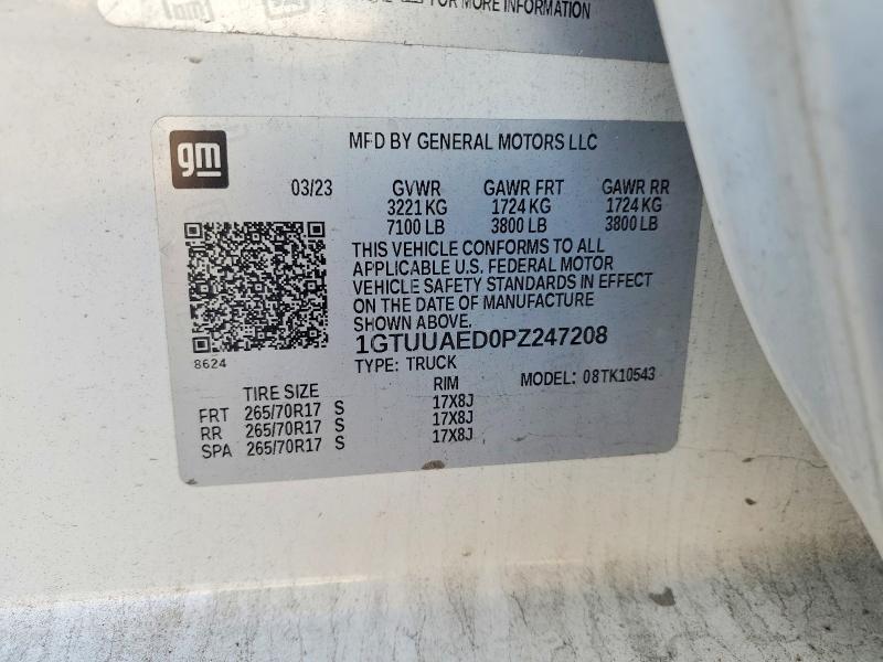 Aukcja sprzedaży 2023 Gmc Sierra, vin: 1GTUUAED0PZ247208, numer aukcji: 77295225