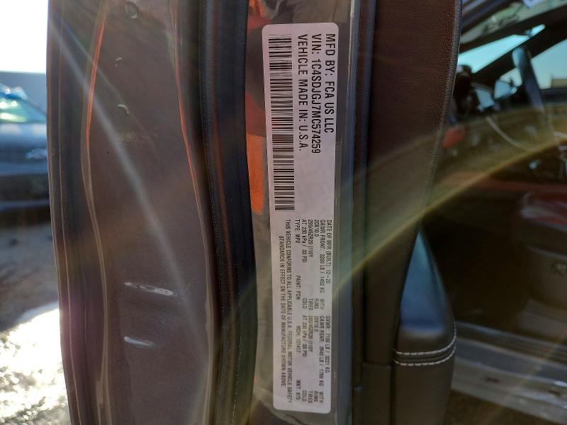 Продаж на аукціоні авто 2021 Dodge Durango, vin: 1C4SDJGJ7MC574259, номер лоту: 76873865