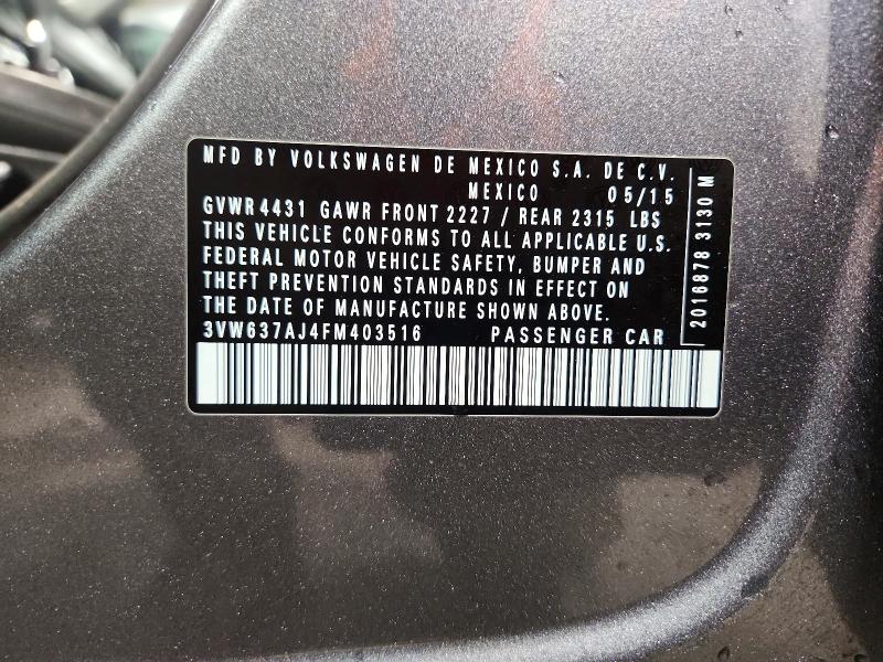 Продажа на аукционе авто 2015 Volkswagen Jetta, vin: 3VW637AJ4FM403516, номер лота: 76831855