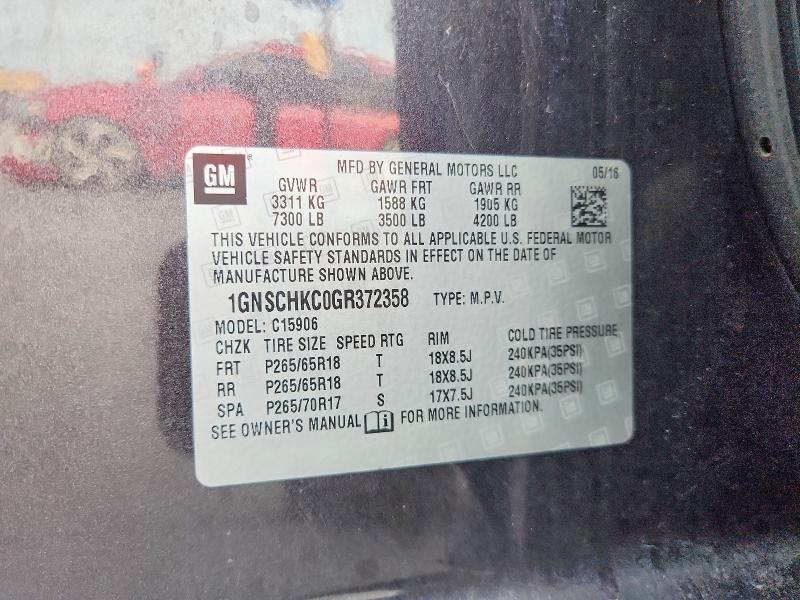 Aukcja sprzedaży 2016 Chevrolet Suburban, vin: 1GNSCHKC0GR372358, numer aukcji: 78557645