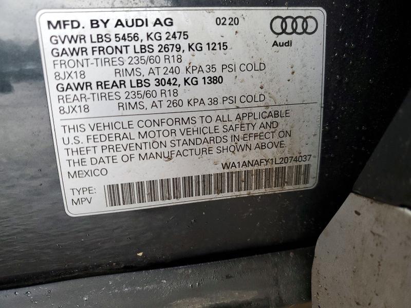 Aukcja sprzedaży 2020 Audi Q5, vin: WA1ANAFY1L2074037, numer aukcji: 77920055