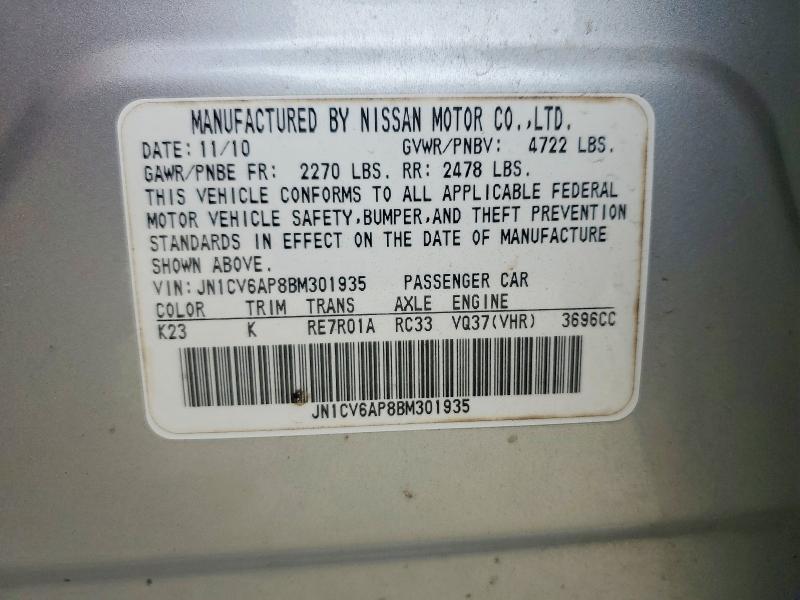 Aukcja sprzedaży 2011 Infiniti G37, vin: JN1CV6AP8BM301935, numer aukcji: 76951315