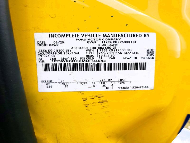 Aukcja sprzedaży 2021 Ford F650 Super, vin: 1FDWX6DE2MDF04543, numer aukcji: 77511355
