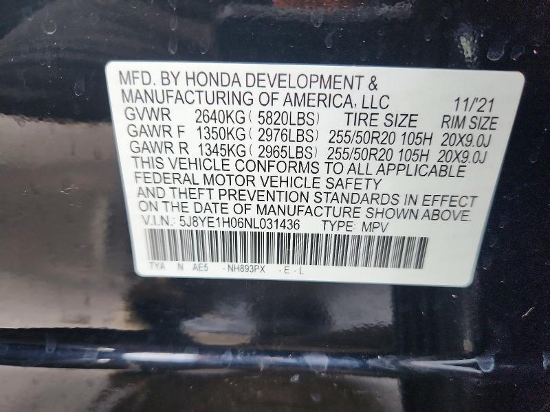 Продаж на аукціоні авто 2022 Acura Mdx, vin: 5J8YE1H06NL031436, номер лоту: 77977915