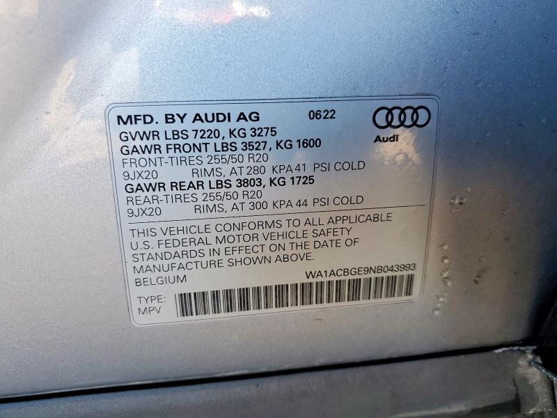 Aukcja sprzedaży 2022 Audi E-tron S, vin: WA1ACBGE9NB043993, numer aukcji: 77292605