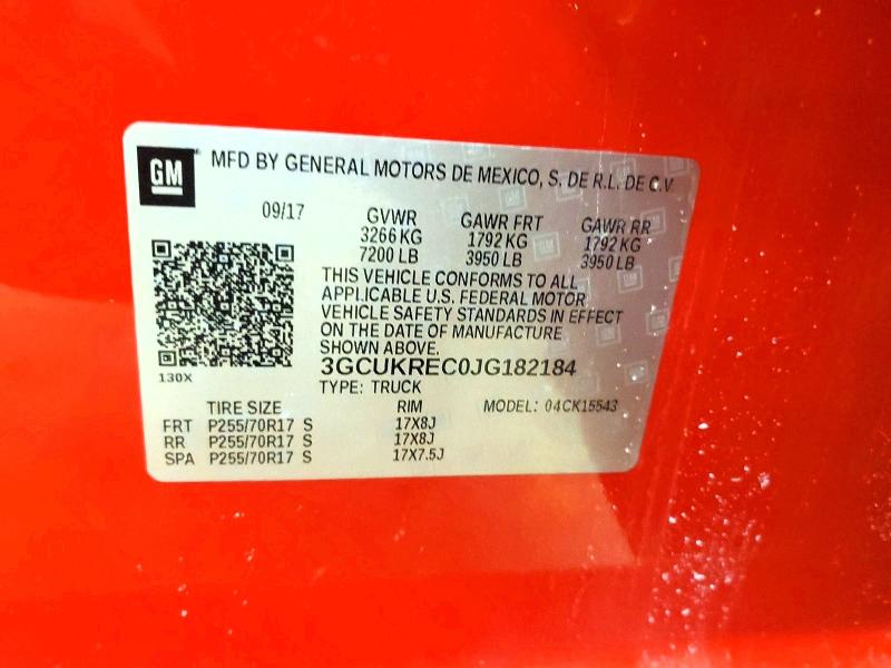 75935455 :رقم المزاد ، 3GCUKREC0JG182184 vin ، 2018 Chevrolet Silverado مزاد بيع