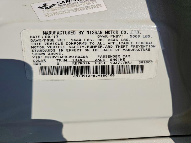 Продажа на аукционе авто 2018 Infiniti Q70, vin: JN1BY1AP8JM180408, номер лота: 78509995