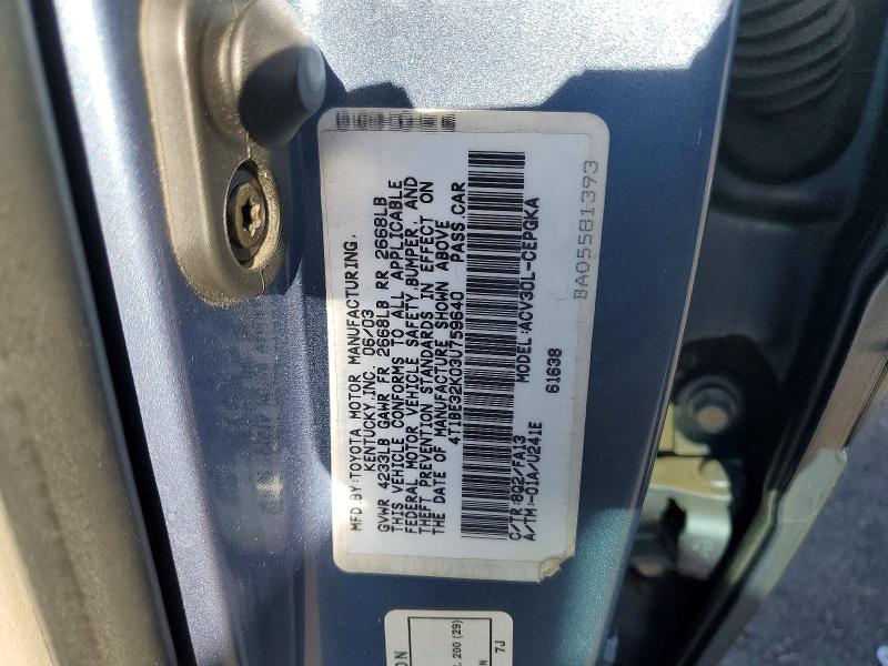 Продажа на аукционе авто 2003 Toyota Camry, vin: 4T1BE32K03U759640, номер лота: 78546695