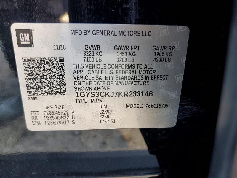 Продажа на аукционе авто 2019 Cadillac Escalade, vin: 1GYS3CKJ7KR233146, номер лота: 77849315
