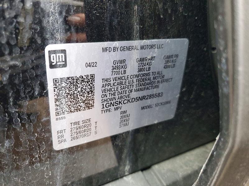 Продажа на аукционе авто 2022 Chevrolet Suburban, vin: 1GNSKCKD5NR285583, номер лота: 77765625