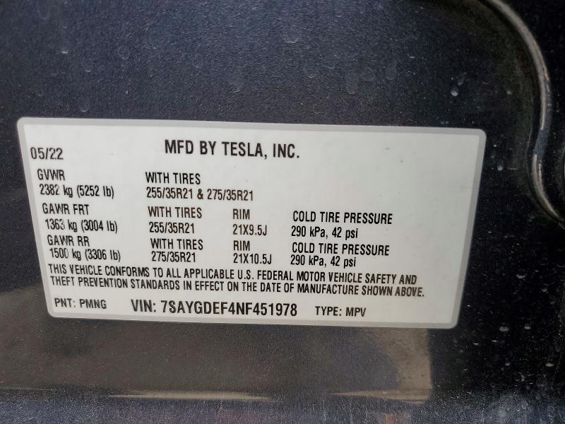 Продаж на аукціоні авто 2022 Tesla Model Y, vin: 7SAYGDEF4NF451978, номер лоту: 77557475