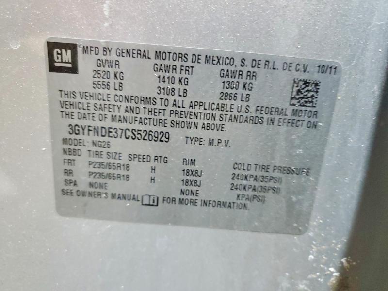 Aukcja sprzedaży 2012 Cadillac Srx, vin: 3GYFNDE37CS526929, numer aukcji: 75550105