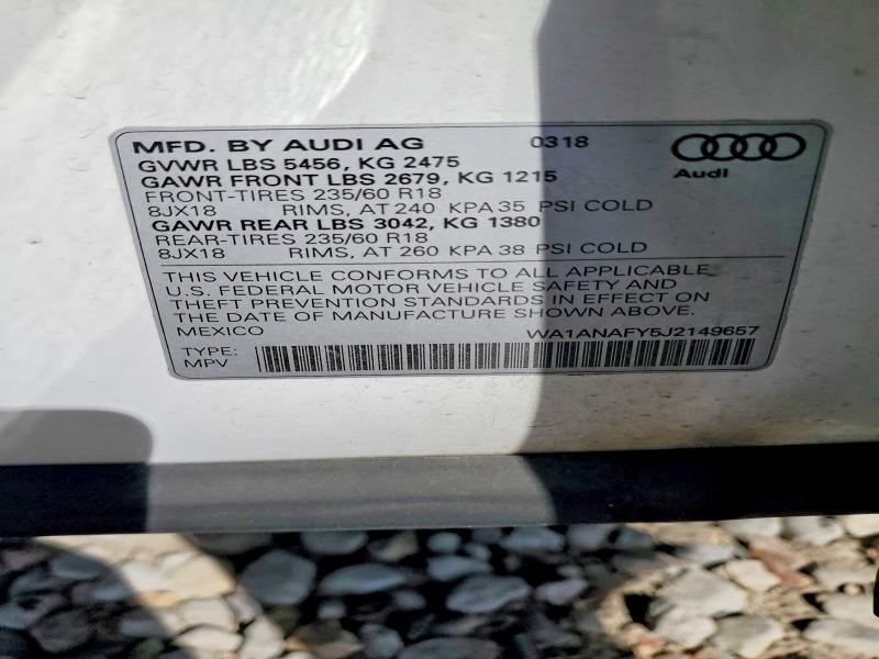 Aukcja sprzedaży 2018 Audi Q5, vin: WA1ANAFY5J2149657, numer aukcji: 77334615