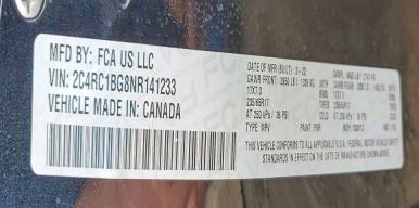 76787635 :رقم المزاد ، 2C4RC1BG8NR141233 vin ، 2022 Chrysler Pacifica T مزاد بيع
