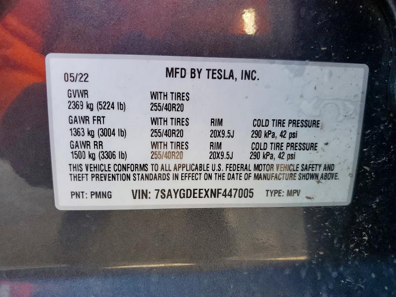 Aukcja sprzedaży 2022 Tesla Model Y, vin: 7SAYGDEEXNF447005, numer aukcji: 77966735