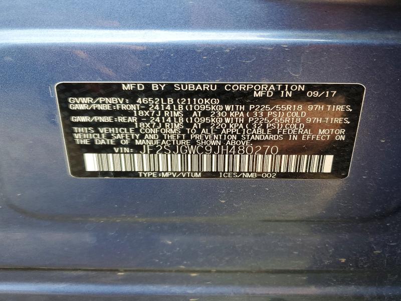 Продажа на аукционе авто 2018 Subaru Forester, vin: JF2SJGWC9JH480270, номер лота: 78516095