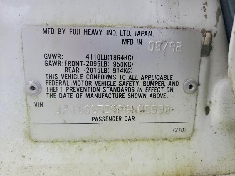 77233385 :رقم المزاد ، JF1BC6734PG602538 vin ، 1993 Subaru Legacy مزاد بيع
