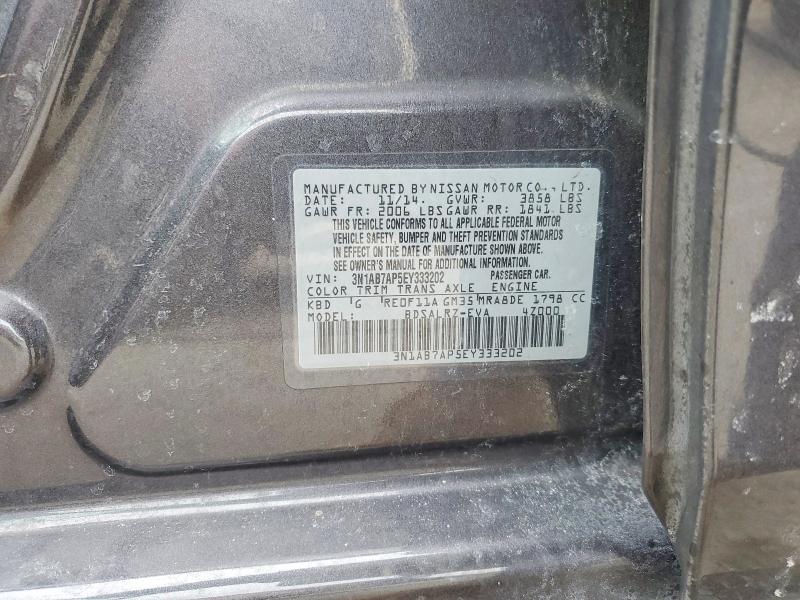 2014 Nissan Sentra მანქანა იყიდება აუქციონზე, vin: 3N1AB7AP5EY333202, აუქციონის ნომერი: 77318385