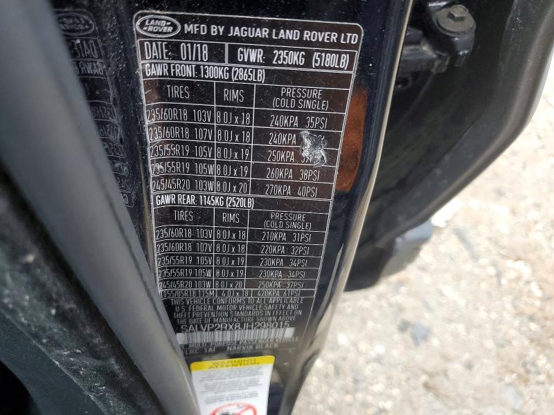 Продаж на аукціоні авто 2018 Land Rover Range Rove, vin: SALVP2RX8JH298015, номер лоту: 77197055