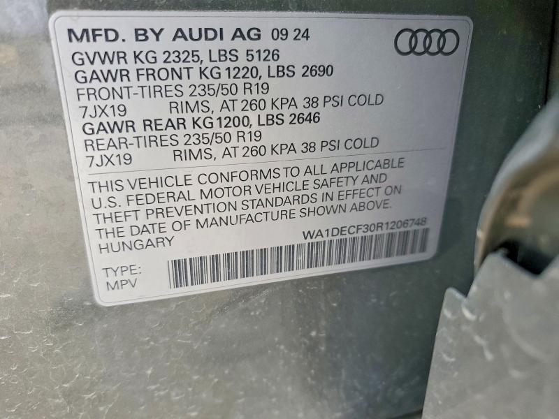 Продаж на аукціоні авто 2024 Audi Q3, vin: WA1DECF30R1206748, номер лоту: 76042185